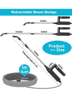 جارلو بطارية تعمل بالطاقة بخاخ ، بخاخ حديقة كهربائية 60cm ، مع شريط قابل للسحب ، 5M خرطوم ، 3 فوهات ، حديقة محمولة قابلة للشحن رذاذ العشب عصا  - Image 2