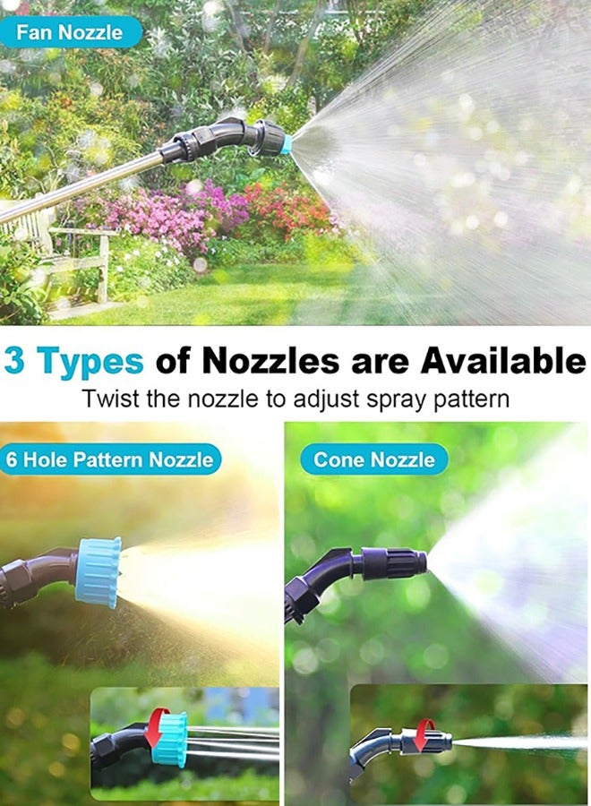 Garlo Battery Powered Sprayer, 60cm Electric Garden Sprayer with Telescopic Wand, 5M Hose, 3 Nozzles, Rechargeable and Portable Spray Wand for Garden Yard Lawn Weeds  - Image 4