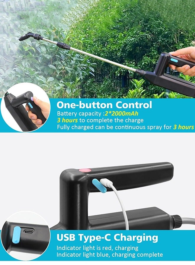 Garlo Battery Powered Sprayer, 60cm Electric Garden Sprayer with Telescopic Wand, 5M Hose, 3 Nozzles, Rechargeable and Portable Spray Wand for Garden Yard Lawn Weeds  - Image 3