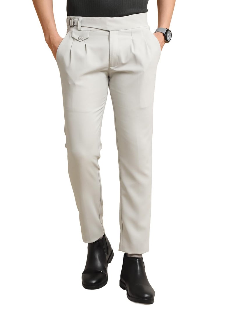 Maniac Mens Gurkha Solid Cream Polycotton Trouser - Image 1
