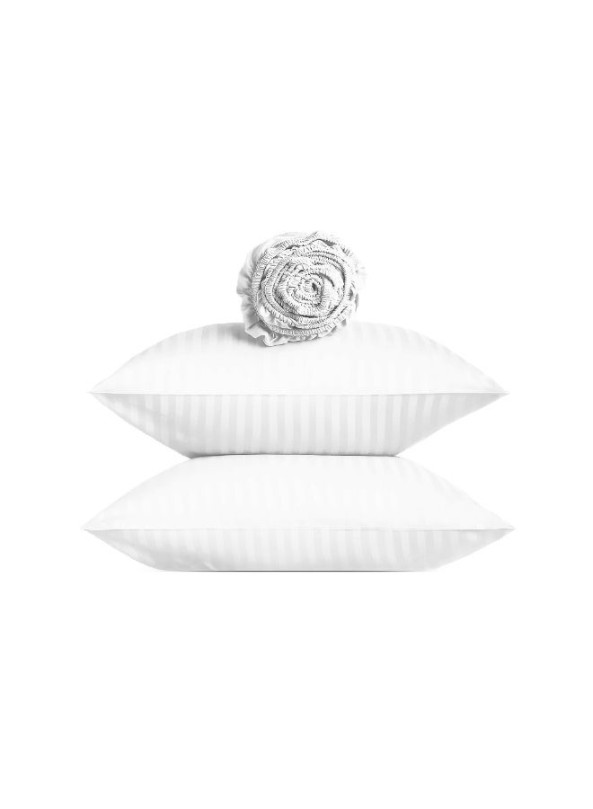 ريلاكس طقم ملاءات سرير فاخر ممتاز - ملاءة سرير فائقة النعومة، تسمح بمرور الهواء، ولطيفة على البشرة، مزودة بجيوب مطاطية عميقة، بالإضافة إلى غطاءي وسادة وملاءة سرير واحدة، لون أبيض، 200 × 200 سم - Image 1