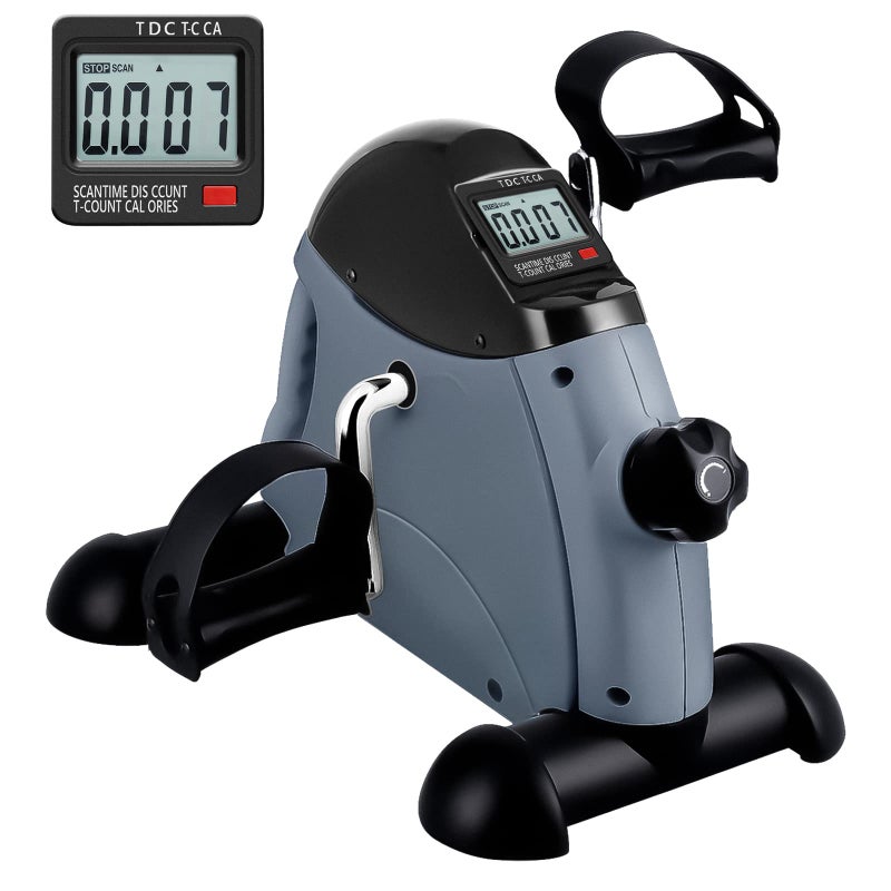 AGM Under Desk Bike Pedal Exerciser, AGM Mini Exercise Bike Foot Cycle Arm & Leg Peddler Exerciser Machine with LCD Screen Displays (Gray) - Image 1
