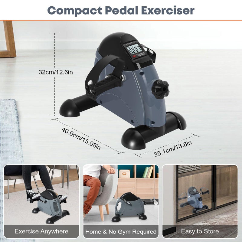 AGM Under Desk Bike Pedal Exerciser, AGM Mini Exercise Bike Foot Cycle Arm & Leg Peddler Exerciser Machine with LCD Screen Displays (Gray) - Image 5