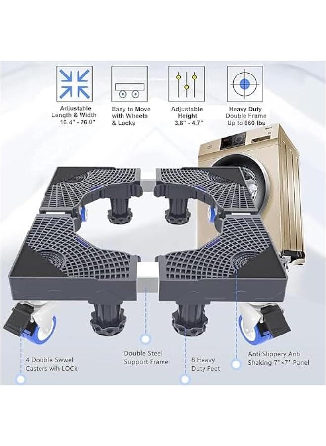 HOOKOR Mini Fridge Stand Adjustable Refrigerator Stand with 8 Strong Feet Universal Stand Base Washing Machine Stand Washer and Dryer Pedestals Multi-Functional Base for Appliance  - Image 2