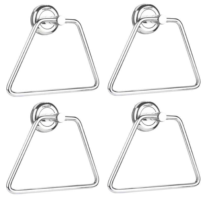FOLX FBA27 Triangle Towel Rings/Towel Holder/Hand Towel Stand/Cloth Hanger Napkin Holder/Cloth Stand Towel Holder for Bathroom Kitchen Washbasin (4, Chrome Finish) - Image 1