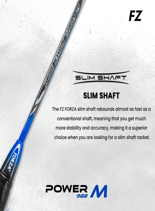 FZ Forza Power 988 Medium Strung Attacking Badminton Racket (Blue/Gray) with Racket Cover - 3U (85-89g), G5 Grip, 40T CNT U-HM Frame, Medium Flex, Head Heavy, 22-28 lbs Tension - Image 3