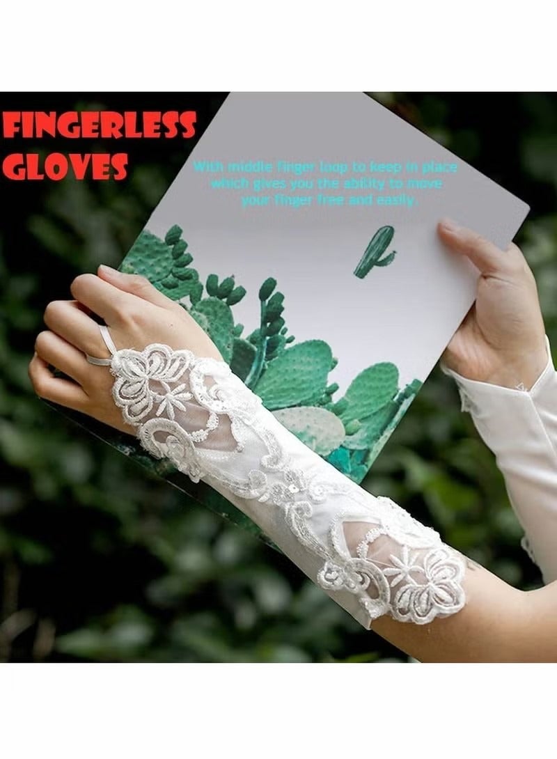 Satin Gloves, Formal Bridal Banquet Party Wedding Opera Black Mitten, Bow Lace Elegant with Wrist Ruffle Bridal Wedding Gloves for Women - Image 5
