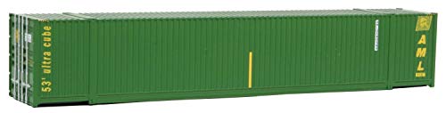 Walthers SceneMaster HO Scale Model of Alaska Marine Lines (Green, Yellow) 53' Singamas Corrugated Side Container - Image 2