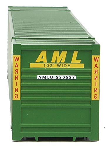Walthers SceneMaster HO Scale Model of Alaska Marine Lines (Green, Yellow) 53' Singamas Corrugated Side Container - Image 5