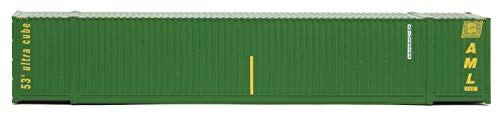 Walthers SceneMaster HO Scale Model of Alaska Marine Lines (Green, Yellow) 53' Singamas Corrugated Side Container - Image 3