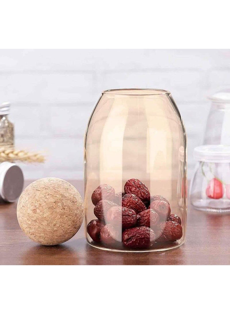 طقم برطمانات بيركس بغطاء خشب على شكل كرة طقم 3 مقاسات مختلفة من الزجاج عالي الجودة أغطية خشب باللون العسلي مناسب للكاندي والبقوليات والشاي والقهوة والسكر يمكن إضافة استيكرات لزيادة التميز لمسة أنيقة وعملية لمطبخك - Image 3