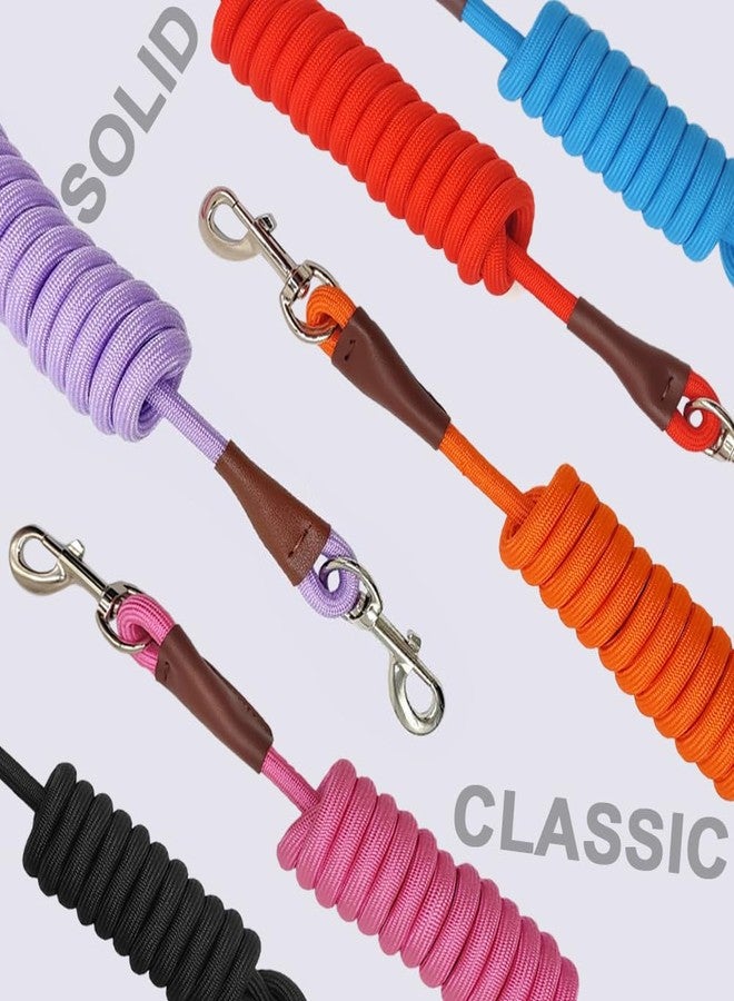 MayPaw 4/6 /8/10 FT Dog Leash, Classic Solid Colors, Strong Nylon Rope Dog Leash Reinforced with Leather Tailor Connection Heavy Duty Silver Clasp (Pink, 8ft*1/2") - Image 5