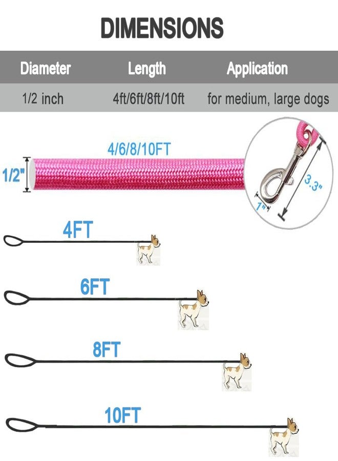 MayPaw 4/6 /8/10 FT Dog Leash, Classic Solid Colors, Strong Nylon Rope Dog Leash Reinforced with Leather Tailor Connection Heavy Duty Silver Clasp (Pink, 8ft*1/2") - Image 4