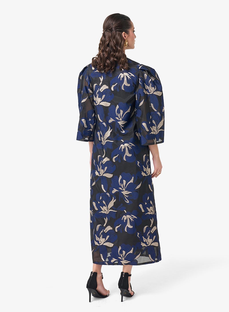 Threadz by Ajooni Flared Sleeve Printed Midi Dress - Image 2