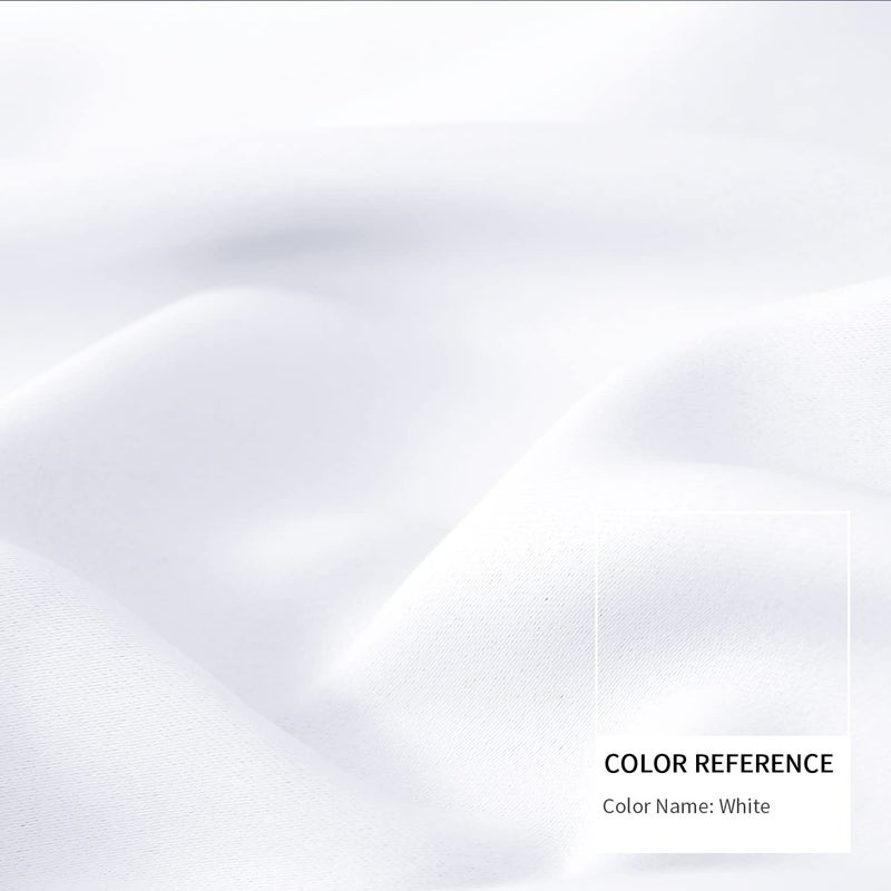 BGment الستائر البيضاء بقضيب بئر لغرفة المعيشة - ستائر معالجة النافذة المعزولة الحرارية لغرفة النوم 2 لوحات نقية بيضاء 42 × 72 بوصة - Image 3