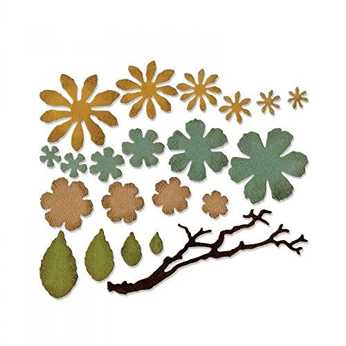 Sizzix Multi Color Thinlits Die Set 661806 Tattered Florals by Tim Holtz 21 Pack One Size SIZ661806