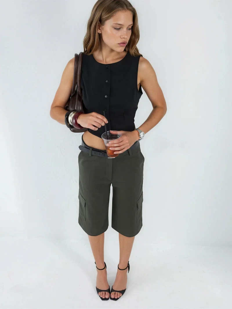 هيكاب Low Waist Cargo Shorts (Without Belt)