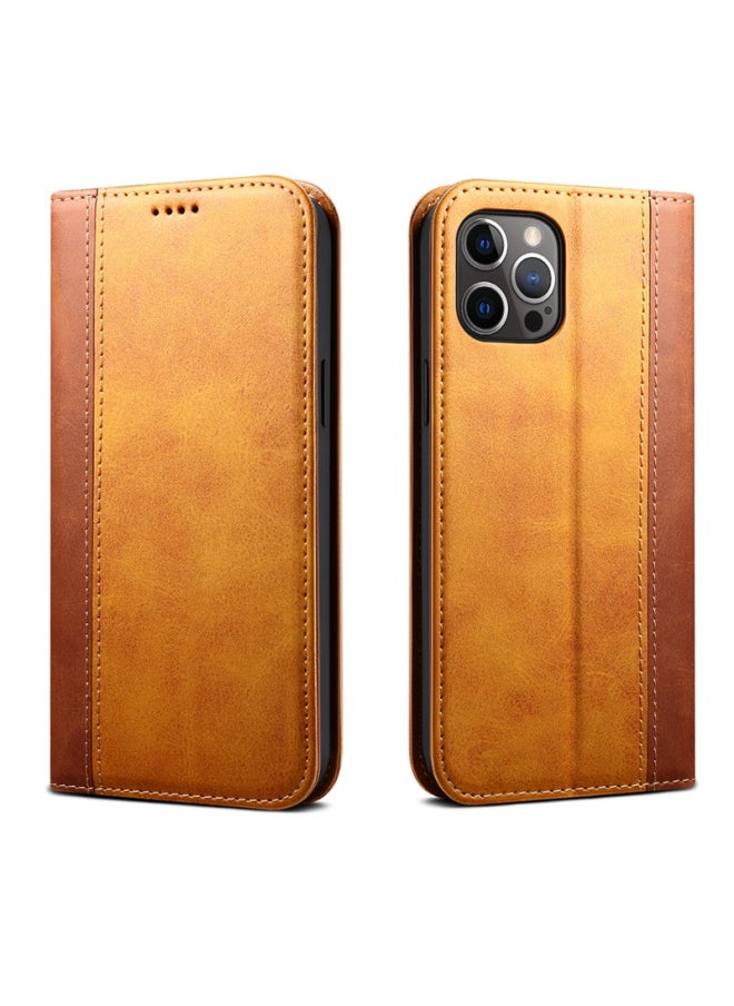 Generic For Iphone 12 Phone Case For Iphone 13 Leather Cover S21 Flip Cover For HuaweiP50 Protective Case Digital Computer Accessories-Color:Khaki Spinning Brown-Applicable Model:For Iphone13Pro（6.1）  - Image 1