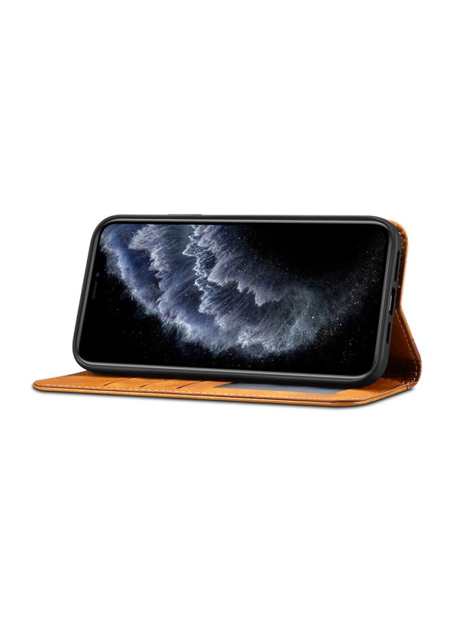 Generic For Iphone 12 Phone Case For Iphone 13 Leather Cover S21 Flip Cover For HuaweiP50 Protective Case Digital Computer Accessories-Color:Khaki Spinning Brown-Applicable Model:For Iphone13Pro（6.1）  - Image 5
