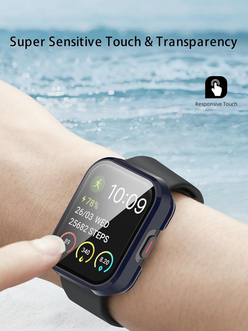 WUNIAK Case for SKG V7/V7 Pro,Hard PC Screen Protector for V7 Pro Smartwatch,9H Tempered Glass Ultra-Thin Full-Coverage Shockproof Bumper,(Blue) - Image 5