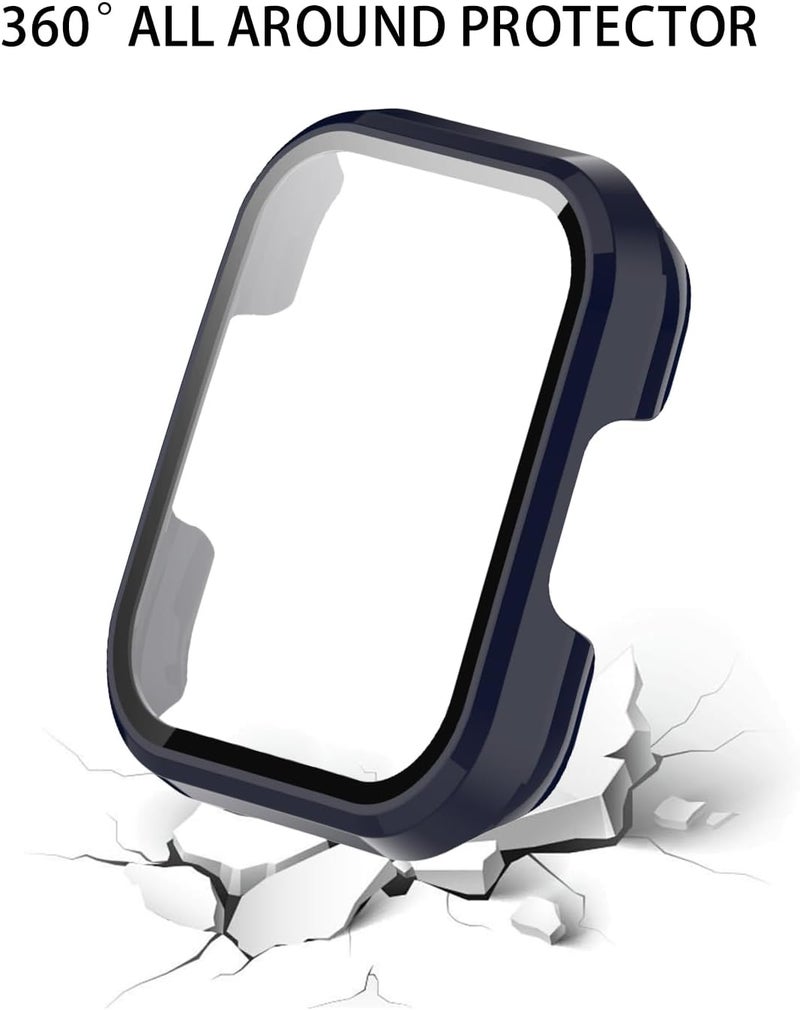 WUNIAK Case for SKG V7/V7 Pro,Hard PC Screen Protector for V7 Pro Smartwatch,9H Tempered Glass Ultra-Thin Full-Coverage Shockproof Bumper,(Blue) - Image 4