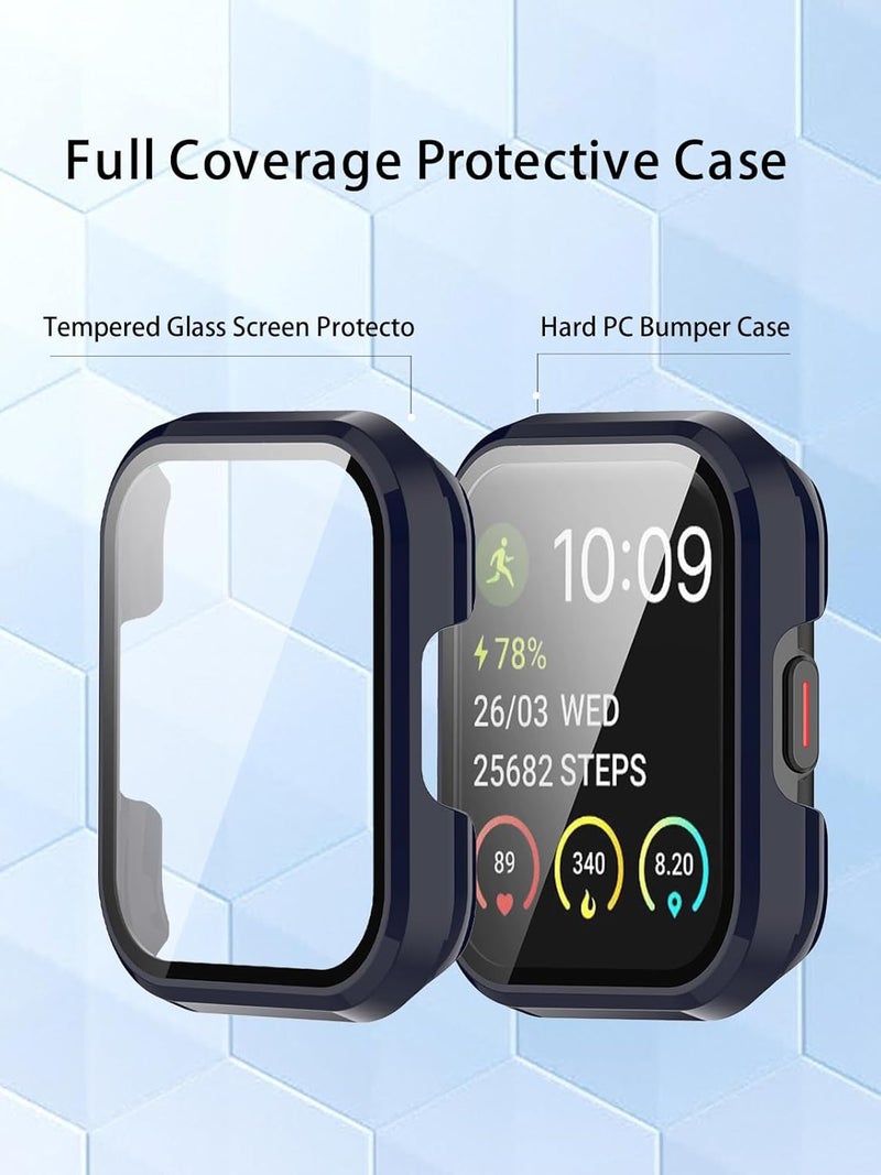 WUNIAK Case for SKG V7/V7 Pro,Hard PC Screen Protector for V7 Pro Smartwatch,9H Tempered Glass Ultra-Thin Full-Coverage Shockproof Bumper,(Blue) - Image 3