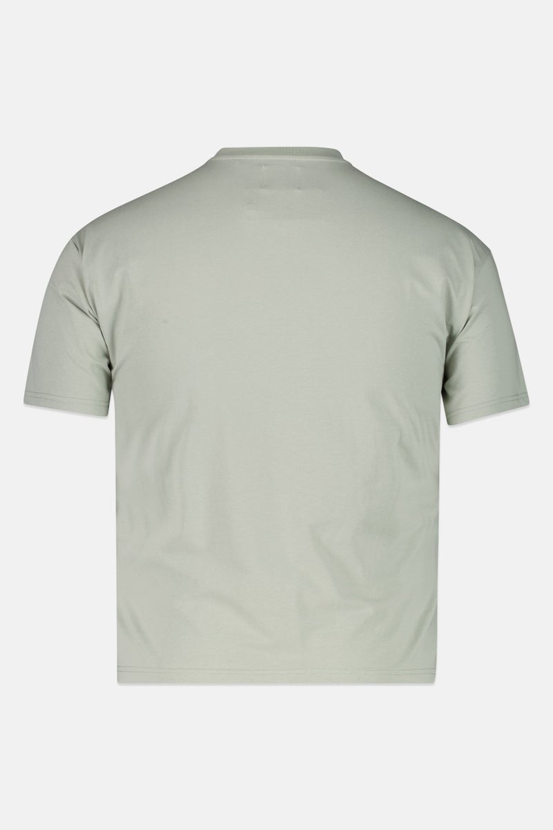 Fudo Men Crew Neck Short Sleeve Brand Logo T-Shirt, Sage Green - Image 3