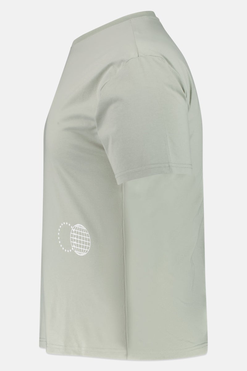 Fudo Men Crew Neck Short Sleeve Brand Logo T-Shirt, Sage Green - Image 4