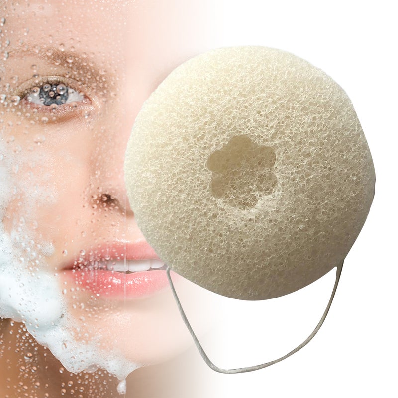 Washing Sponge Facial Active Powder to Fat Exfoliation to Improve Skin Tissue Deep Cleaning Sponge (Beige) - Image 1
