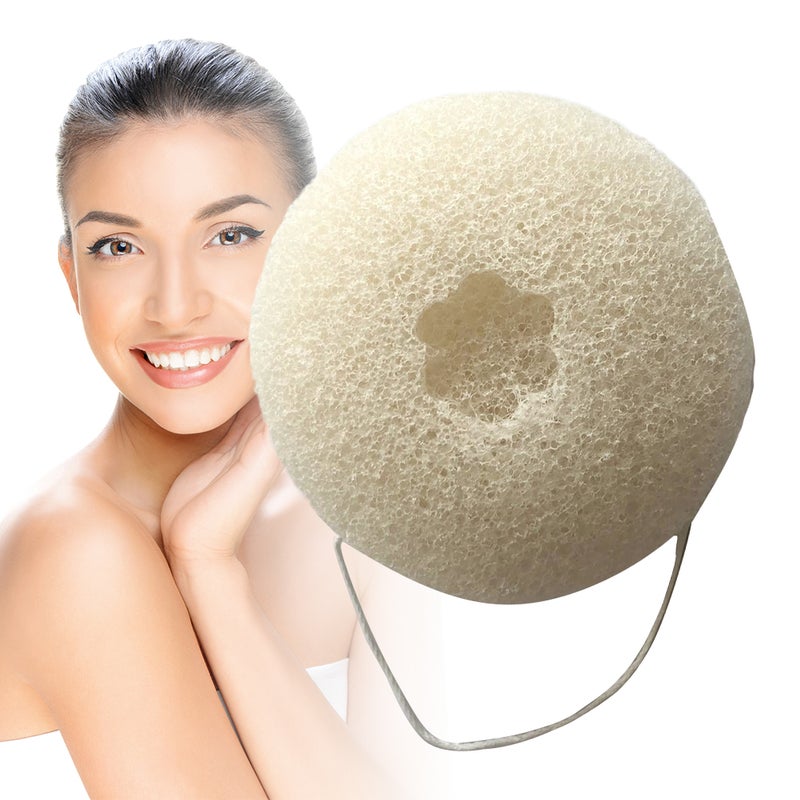 Washing Sponge Facial Active Powder to Fat Exfoliation to Improve Skin Tissue Deep Cleaning Sponge (Beige) - Image 3