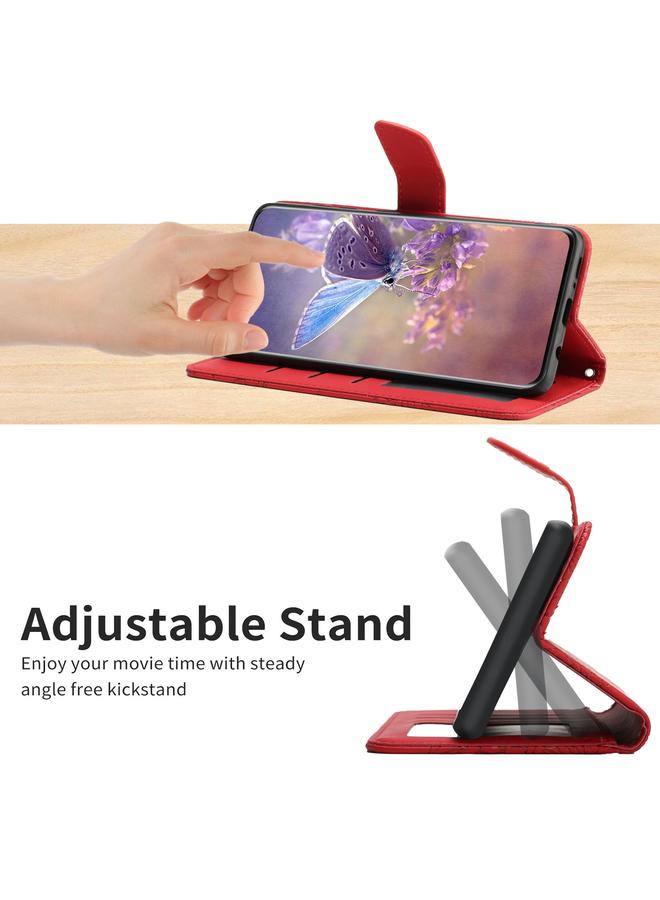 زبون جراب هاتف iPhone 11 من الجلد المنقوش بنقشة زهور الفاوانيا على شكل فراشة - Image 4