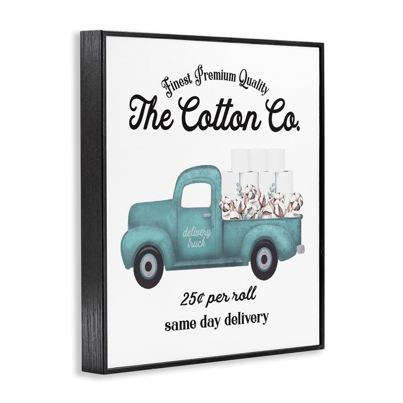 Stupell Industries Toilet Paper Cotton Co Delivery Truck Bathroom Word Design Framed Giclee Art Design By Artist Lettered and Lined - Image 3
