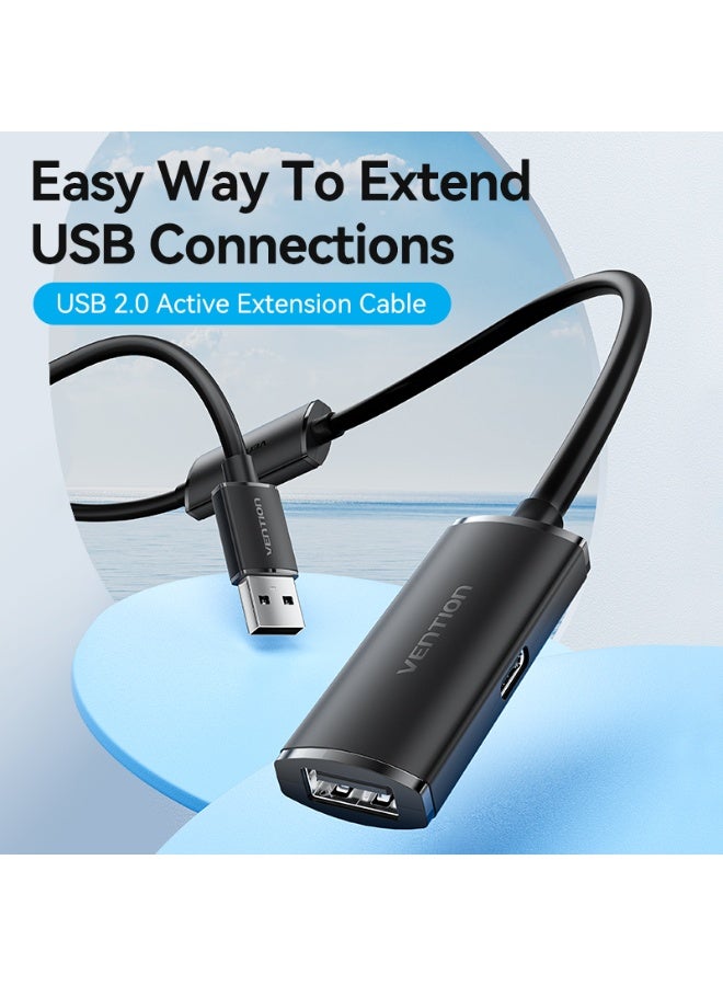 VENTION USB 2.0 Type-A Male to Type-A Female Active Extension Cable 5M Black Model# CBKBJ - Image 2
