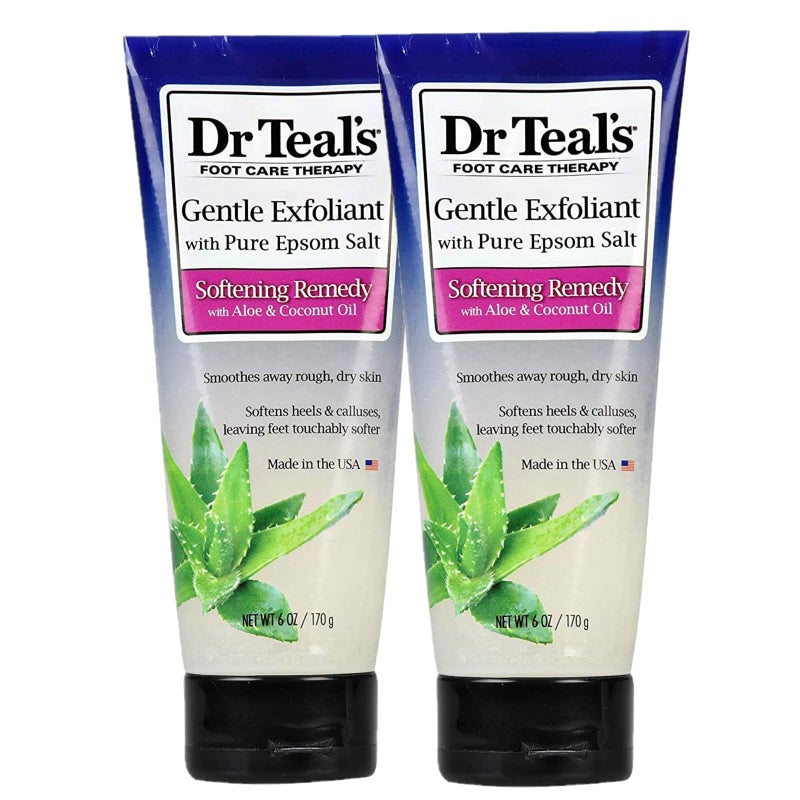 Dr Teal's Dr. Teals Softening Remedy Coconut Oil Foot Scrub Gift Set (2 Pack, 6oz ea.) - Essential Coconut Oils & Aloe Vera Replenish and Moisturize Dry, Damaged Skin - Blended with Pure Epsom Salt - Image 5