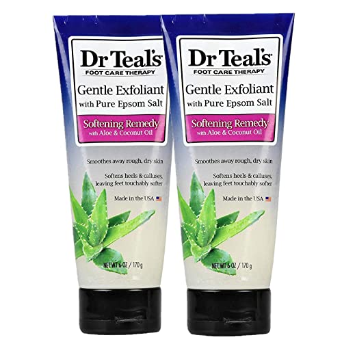 Dr Teal's Dr. Teals Softening Remedy Coconut Oil Foot Scrub Gift Set (2 Pack, 6oz ea.) - Essential Coconut Oils & Aloe Vera Replenish and Moisturize Dry, Damaged Skin - Blended with Pure Epsom Salt - Image 1