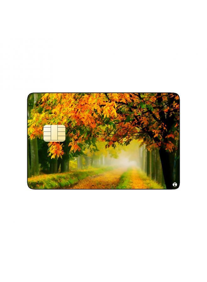 RKN PRINTED BANK CARD STICKER Aesthetic Park Route Drawing At Autumn - Image 2