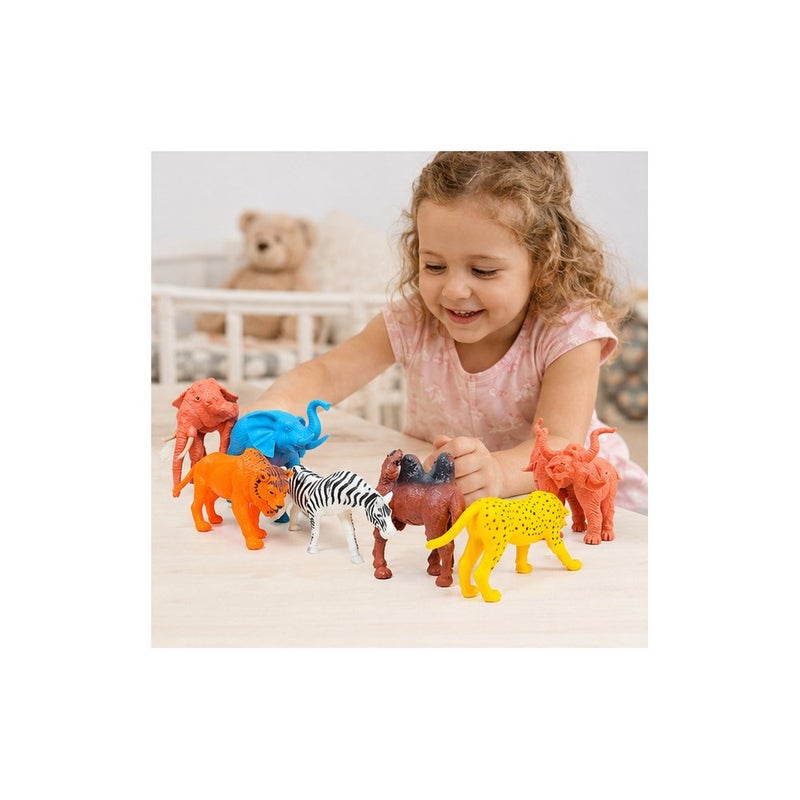 Playtime Pick | Wild Animal Toy Figures Set, Colourful Safari Wildlife Models for Kids, 8 Piece - Image 4