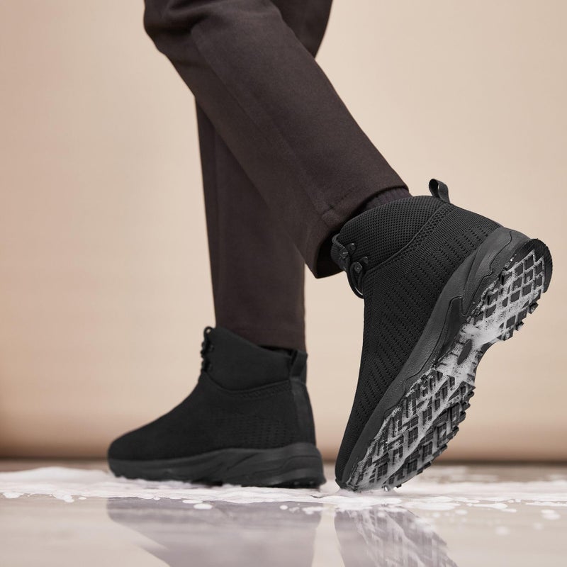 SHULOOK Non Slip Work Boots for Men Slip Resistant Lightweight Kitchen Chef Shoes for Restaurant Food Service Comfy Working Shoe Ankle Support Mesh Walking Footwear Black 8 - Image 2