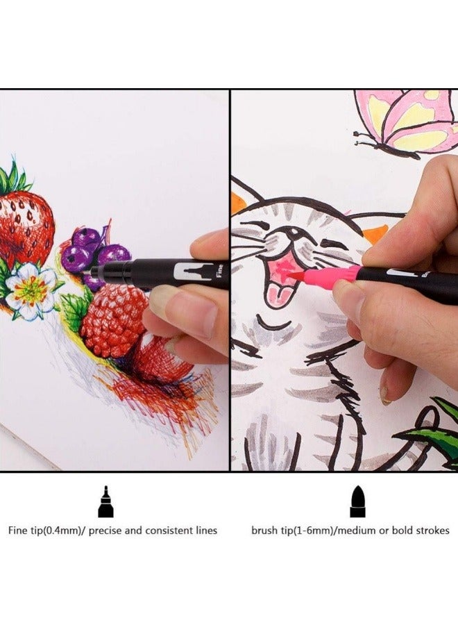 FPC Dual Tip Brush Pens, 24 Colors Felt Tip Pen Set, Doodle Dazzle Outline Markers Pens, Fineliners Felt Pens, for Kids and Adults Drawing Sketching Design Scrapbooking Painting Lettering - Image 4