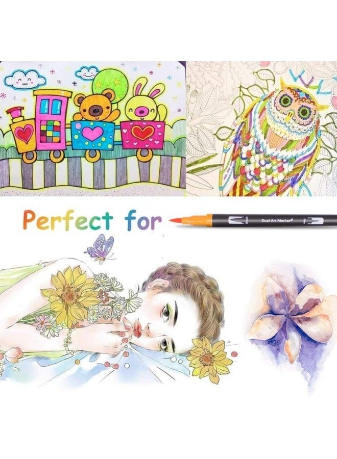 FPC Dual Tip Brush Pens, 24 Colors Felt Tip Pen Set, Doodle Dazzle Outline Markers Pens, Fineliners Felt Pens, for Kids and Adults Drawing Sketching Design Scrapbooking Painting Lettering - Image 5
