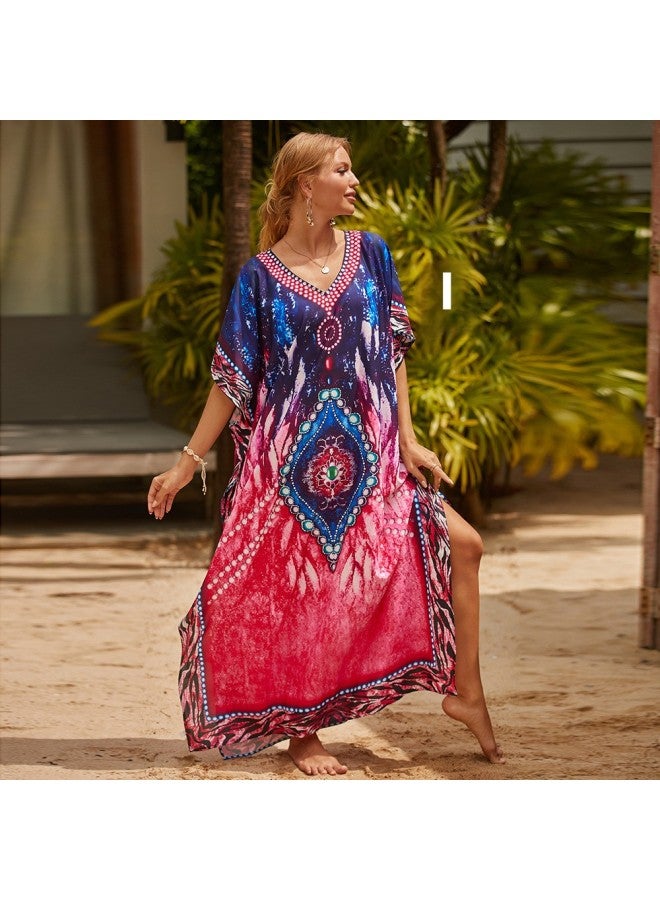 2022 European And American Blouse Loose Large Size Beach Dress For Seaside Vacation Bikini Sun Protection Shirt Swimwear-Color:8624-  - Image 3