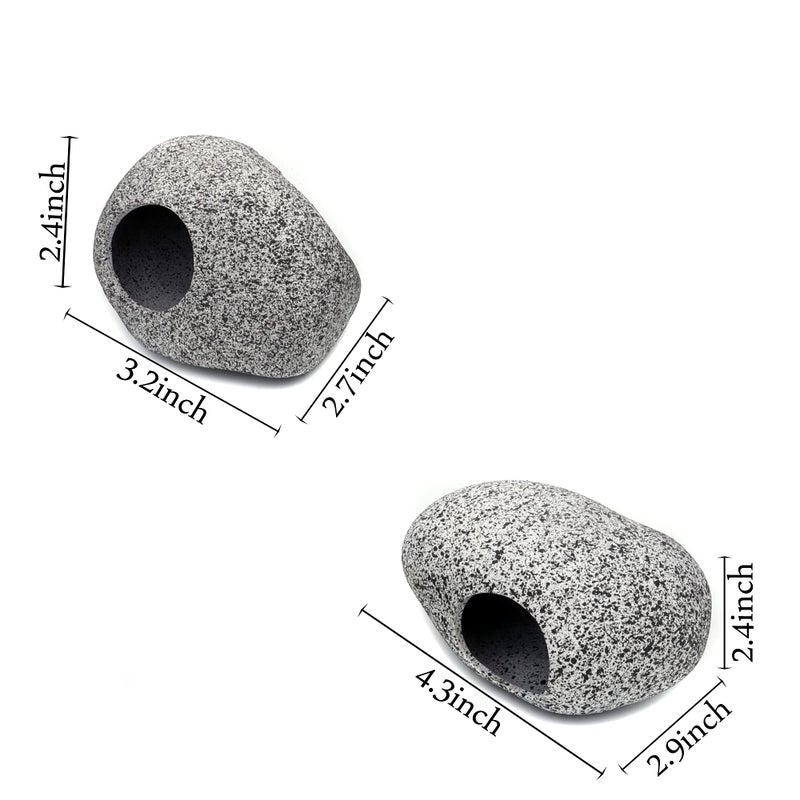 JIH Aquarium Decorations Rock, Ceramic Shelters - Shrimp Habitat, Breeding Tube, Hiding cave, Stackable Fish Tank Decor Cave for Hiding, Betta Fish (J001+J002) - Image 2