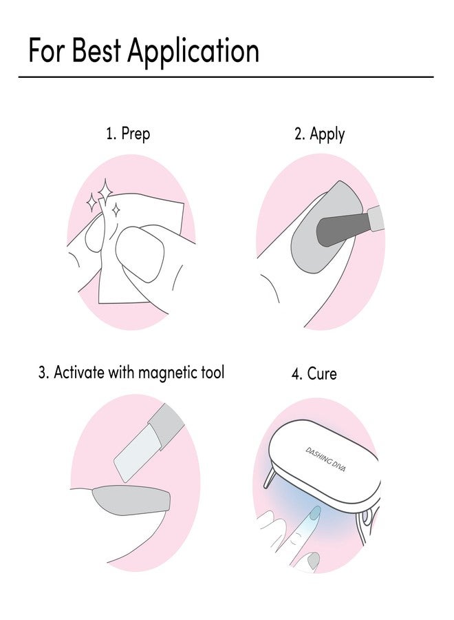 Dashing Diva One Gel Magnetic Starter Kit - Villainous - 3 in 1 Base Coat, Nail Color & Top Coat - Magnetic Polish - 9-Piece Manicure Set with LED Gel Lamp - Image 4