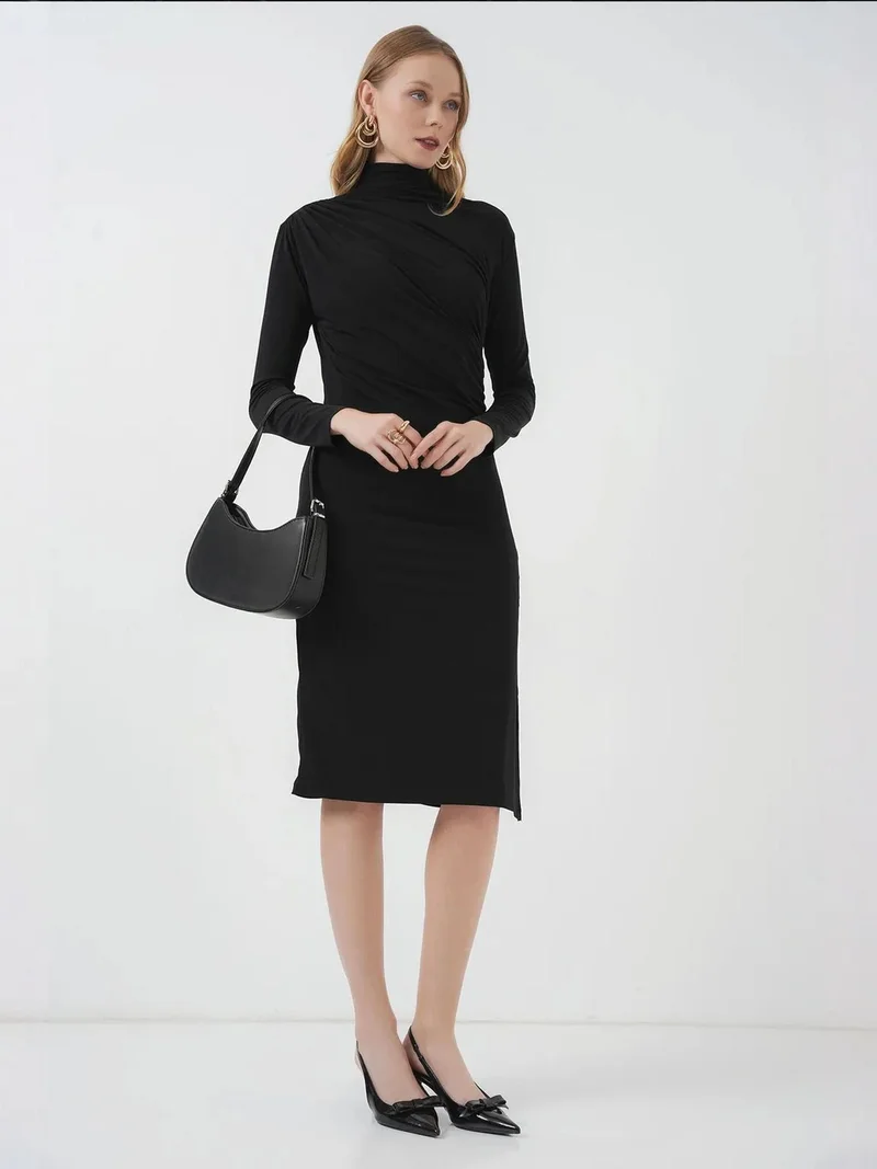 BIG DART BDART Fitted Midi Dress with Turtleneck