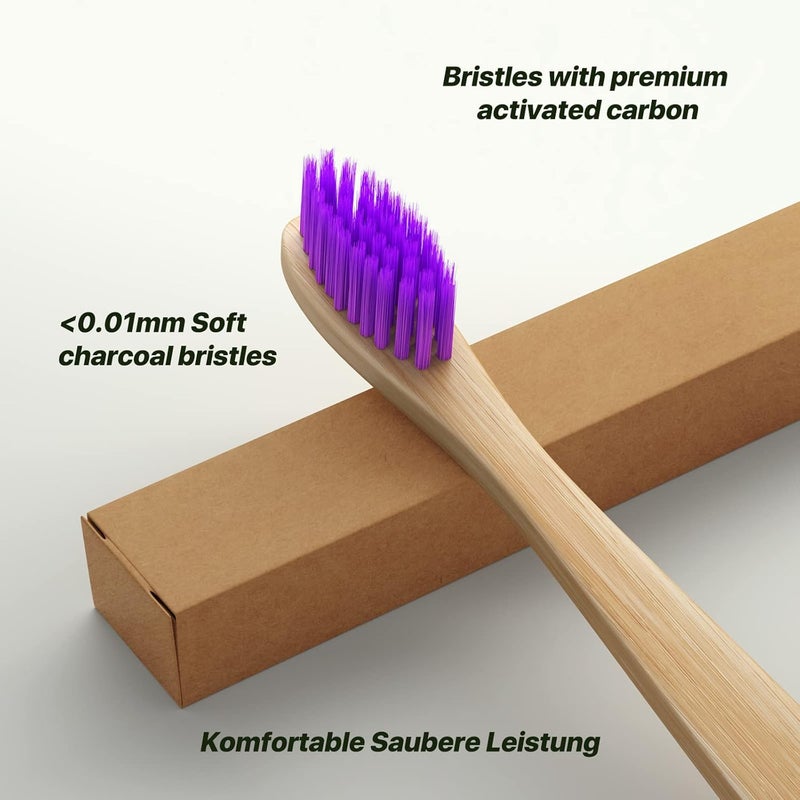 Sumshy Pack of 10 Bamboo Toothbrushes Soft, Premium Bristles of the Toothbrush for Best Cleanliness, 100% BPA-Free, Plastic-Free, Vegan, Environmentally Friendly, Recyclable, Biodegradable - Image 3