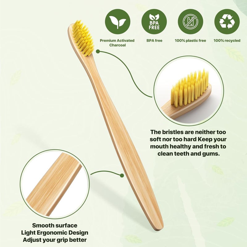 Sumshy Pack of 10 Bamboo Toothbrushes Soft, Premium Bristles of the Toothbrush for Best Cleanliness, 100% BPA-Free, Plastic-Free, Vegan, Environmentally Friendly, Recyclable, Biodegradable - Image 4
