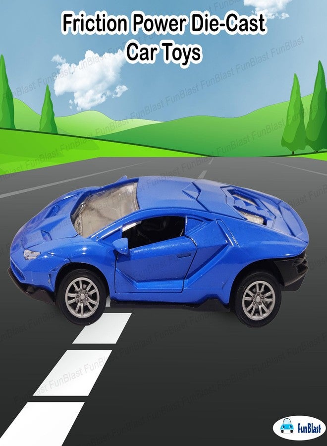 FunBlast Metal Car for Kids - Sports Racing 1:32 Scaled Model Pull Back Car Toy with Openable Window for 3+ Year Old Kids, Boys, Friction Power Die-Cast Car Toys (Blue-A) - Image 3