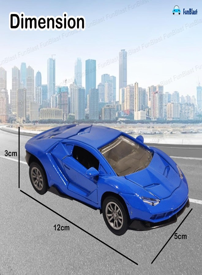 FunBlast Metal Car for Kids - Sports Racing 1:32 Scaled Model Pull Back Car Toy with Openable Window for 3+ Year Old Kids, Boys, Friction Power Die-Cast Car Toys (Blue-A) - Image 2
