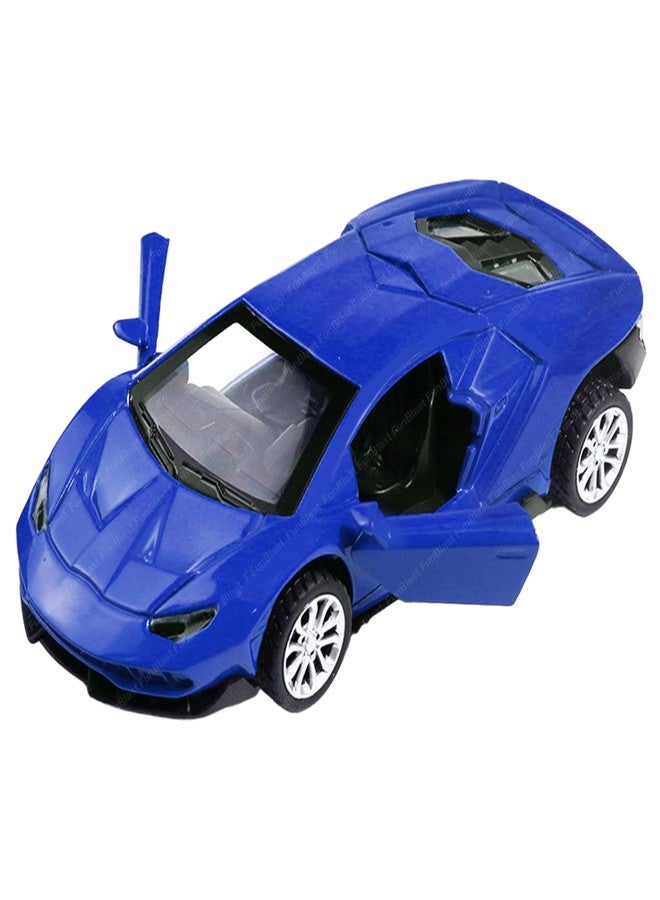 FunBlast Metal Car for Kids - Sports Racing 1:32 Scaled Model Pull Back Car Toy with Openable Window for 3+ Year Old Kids, Boys, Friction Power Die-Cast Car Toys (Blue-A) - Image 1