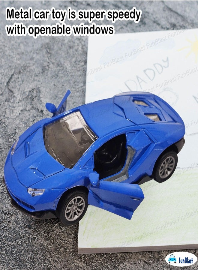 FunBlast Metal Car for Kids - Sports Racing 1:32 Scaled Model Pull Back Car Toy with Openable Window for 3+ Year Old Kids, Boys, Friction Power Die-Cast Car Toys (Blue-A) - Image 5